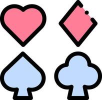 Four different types of playing cards, including hearts, spades and clubs vector