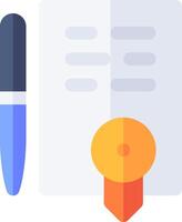 A pen and paper with a seal on it vector