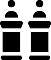 Two people standing at podiums with one person on each side vector