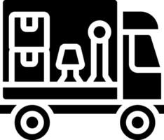 A black and white image of a truck with a bed and other items vector