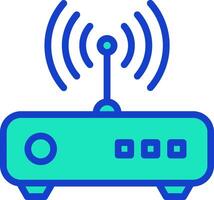 A wireless router with a blue and white outline vector