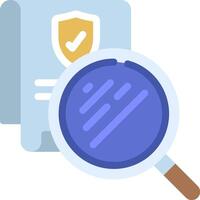 Magnifying glass icon with a document and a check vector