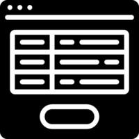 A black and white icon of a computer screen vector
