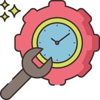 A clock and wrench icon on a white background vector