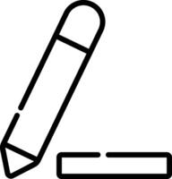 A pencil and a pencil sharpener are shown in this line drawing vector