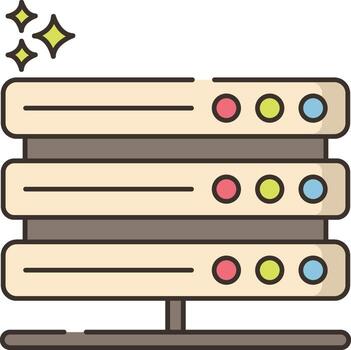 un servidor estante con varios servidores en eso vector