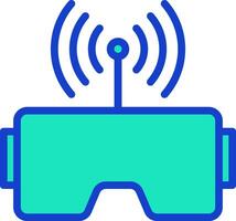 A virtual reality headset with a wireless signal vector