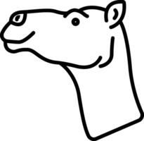 A black and white drawing of a camel's head vector