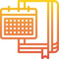 A calendar icon with a book and a calendar vector