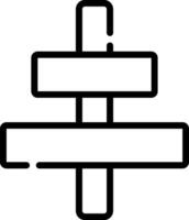 A black and white line icon of a cross vector