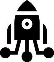 A black and white rocket icon on a white background vector