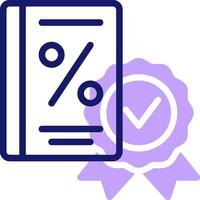 A book with a percentage sign and a purple ribbon vector