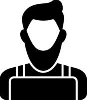 A man with a beard and a beard is holding a laptop vector
