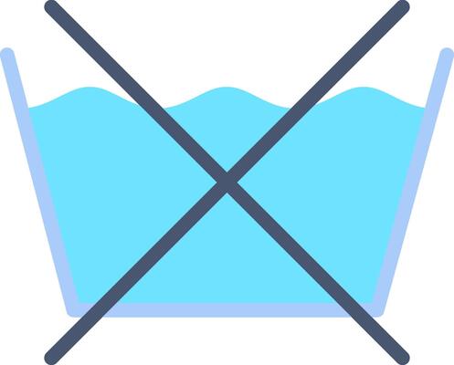 A blue bowl with water in it and crossed out