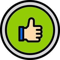 A thumbs up icon on a green circle vector