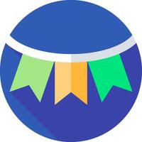 A blue and green circle with three colorful ribbons vector