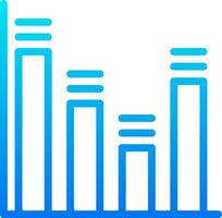 A blue bar graph with a line going up vector