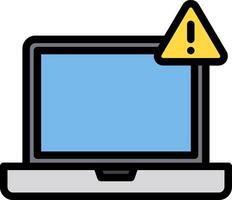 A laptop computer with a warning sign on it vector