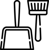 A black and white image of a broom and dustpan vector