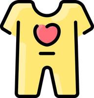 A yellow jumpsuit with a heart on it vector