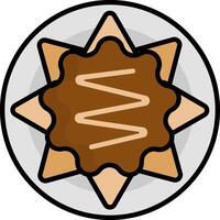 A brown and white star with a chocolate cookie in the center vector