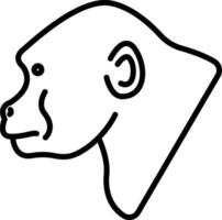 A black and white drawing of a monkey head vector