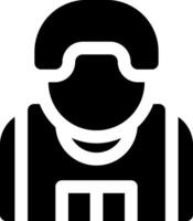 A black and white icon of a man in a helmet vector