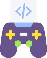 A purple game controller with a code symbol on it vector
