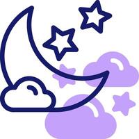 A purple cloud and moon with stars vector