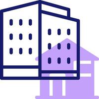 A building with a purple and blue outline vector