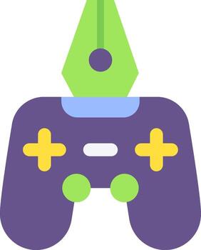 A game controller with a green and purple color scheme vector