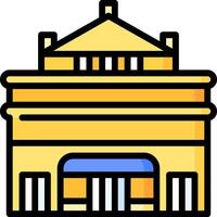 A building with a yellow roof and windows vector