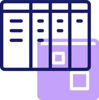 A purple and white icon of a calendar vector