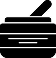 A black and white image of a pot with a spoon vector