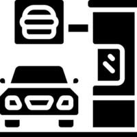 A black and white image of a car and a burger vector