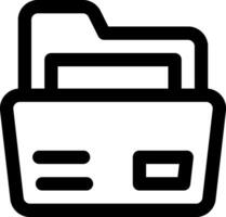 A black and white icon of a file folder vector