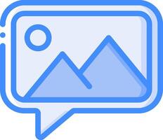A blue speech bubble with a mountain in the middle vector