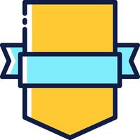 A yellow shield with blue ribbon on it vector