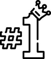 A black and white icon of a number one with a crown vector