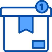 A blue box with a ribbon and a ribbon vector