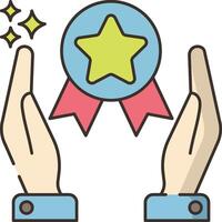 Hands holding a star and a ribbon vector