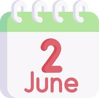 A calendar with the number 2 june on it vector