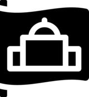 A black and white flag with a building on it vector