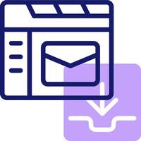 Email icon with a purple arrow pointing to it vector
