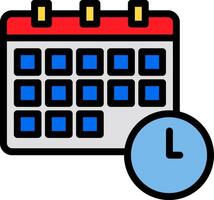 Calendar icon with clock and calendar vector