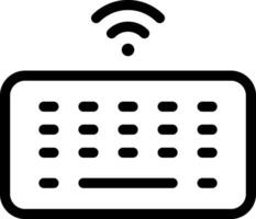 A black and white icon of a keyboard with a wifi symbol vector