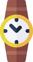 A watch with a brown strap and yellow face vector