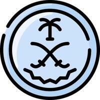 A blue circle with a palm tree and a cross vector