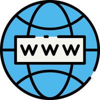 The word www is shown in a blue globe vector