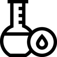 A black and white icon of a test tube and a drop vector